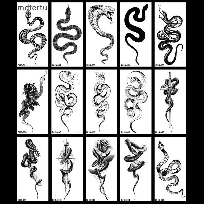 Onemetertu Hình Xăm Dán Tạm Thời Hình Rắn Đen Chống Thấm Nước Cho Nam Và Nữ