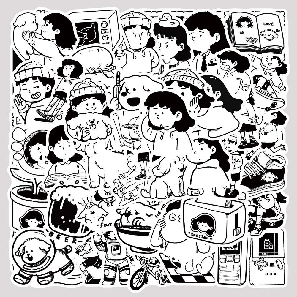 50 Miếng Dán Hoạt Hình Trang Trí Mũ Bảo Hiểm Xe Đạp