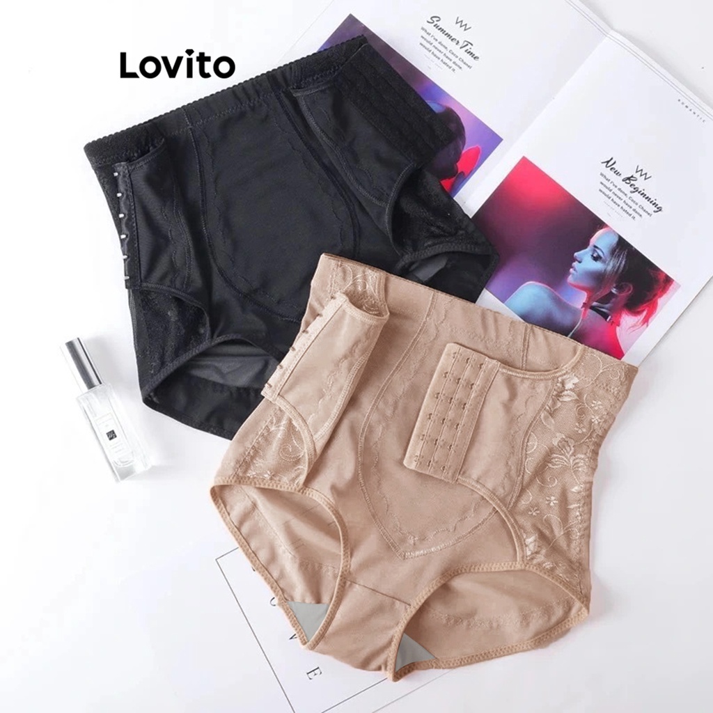 Đai nịt bụng Lovito mềm mại và thoải mái cài nút màu trơn thường ngày cho nữ LNE16269