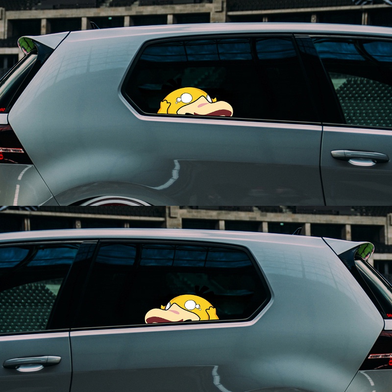 1 Cặp !!! Miếng Dán Đề Can Phản Quang Chống Nước In Hình Vịt Hoạt Hình Trang Trí Gương Chiếu Hậu Xe Hơi / Mũ Bảo Hiểm