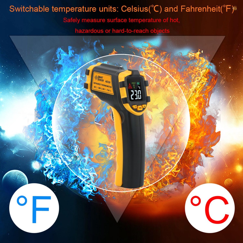 Thiết Bị Thông Minh torachel smart sensor - 50~3900°C Nhiệt Kế Hồng Ngoại Kỹ Thuật Số Không Tiếp Xúc 12: 1