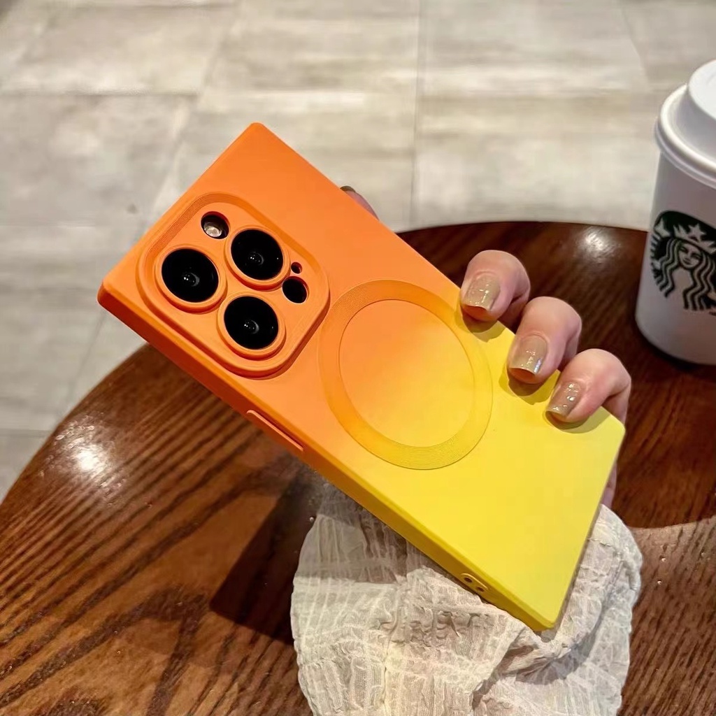 Ốp Điện Thoại Dẻo Hình Vuông Màu gradient Thời Trang Chống Rơi Cho iphone 15 14 13 12 11 pro max 15plus