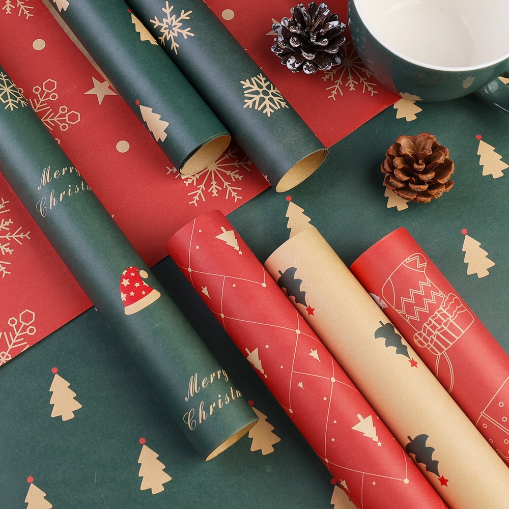 Hộp Giấy kraft Gói Quà / Bó Hoa / Trang Trí Tiệc Giáng Sinh Màu Xanh Lá / Đỏ Chống Thấm Nước diy