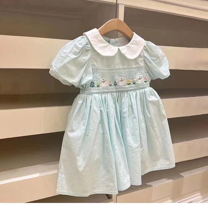 Đầm Sơ Mi Cổ Búp Bê Thêu Họa Tiết Dễ Thương Thời Trang Mùa Hè 2023 Cho Bé Gái