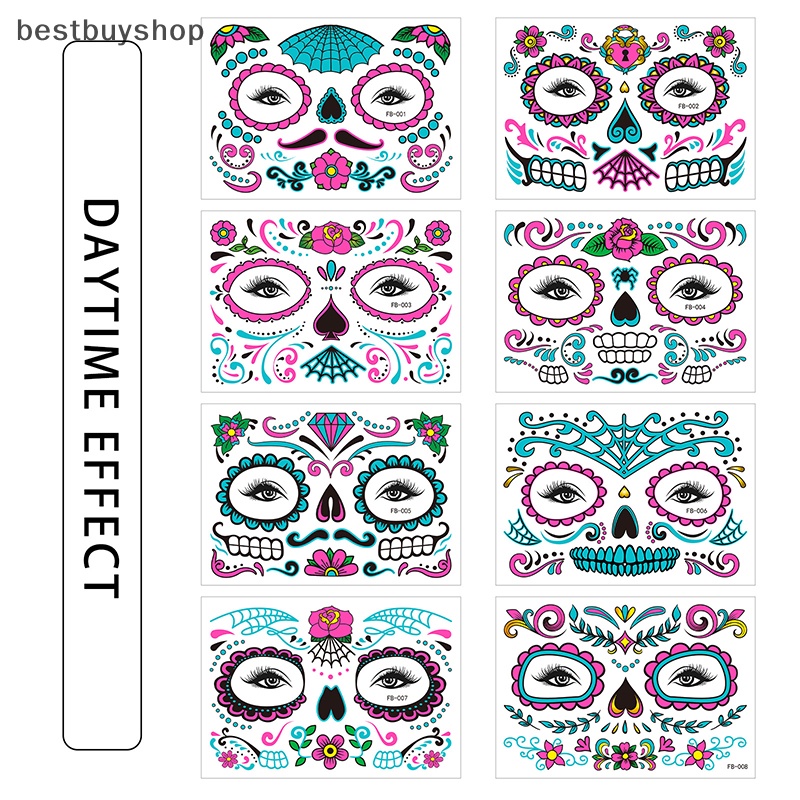 Hình Xăm Dán Họa Tiết Bộ Xương death Phong Cách halloween Độc Đáo Mới