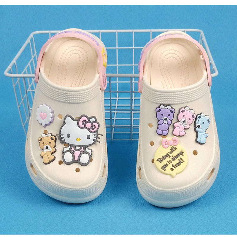 Hellokitty Xăng đan Nhựa eva Đế Dày Họa Tiết Hello Kitty Thời Trang Đi Biển Mùa Hè Cho Bé