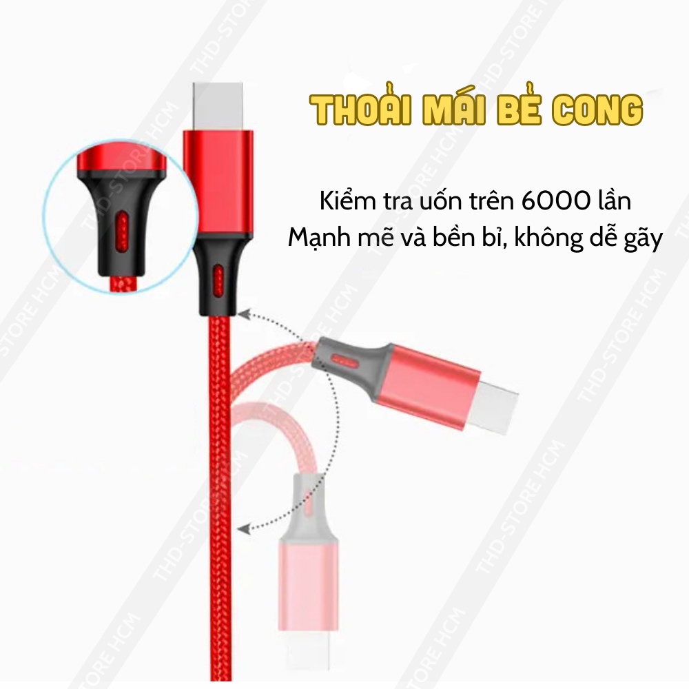 Cáp sạc 3 đầu X82 G01 dây dù lõi đồng hợp kim nhôm không nóng máy cho các dòng điện thoại
