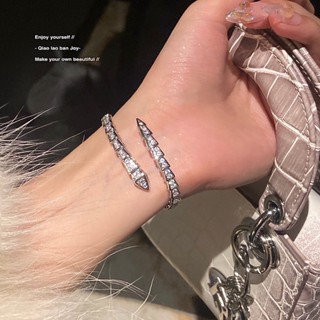 Vòng Đeo Tay Mạ Bạc Dạng Hở Đính Đá zircon Thời Trang Cho Nữ