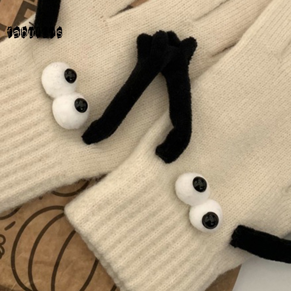 Fab Găng Tay Nam Châm Giữ Ấm Mùa Đông Thiết Kế Mắt To Dễ Thương Cho Cặp Đôi