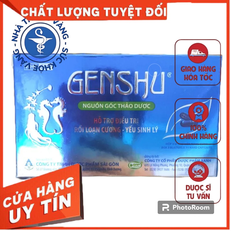 Hỗ trợ đ.i.ề.u t.r.ị rối loạn cương dương, yếu sinh lý GENSHU - Hộp 30 viên