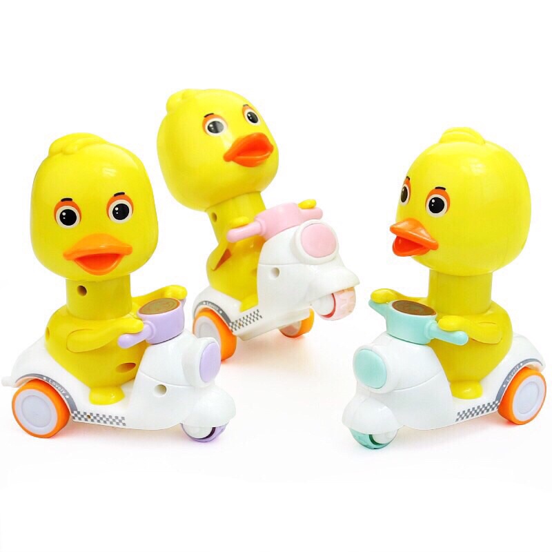 Đồ chơi vịt nhấn chạy cót, Vịt chạy xe Vespa dễ thương The Pooh- Thepooh