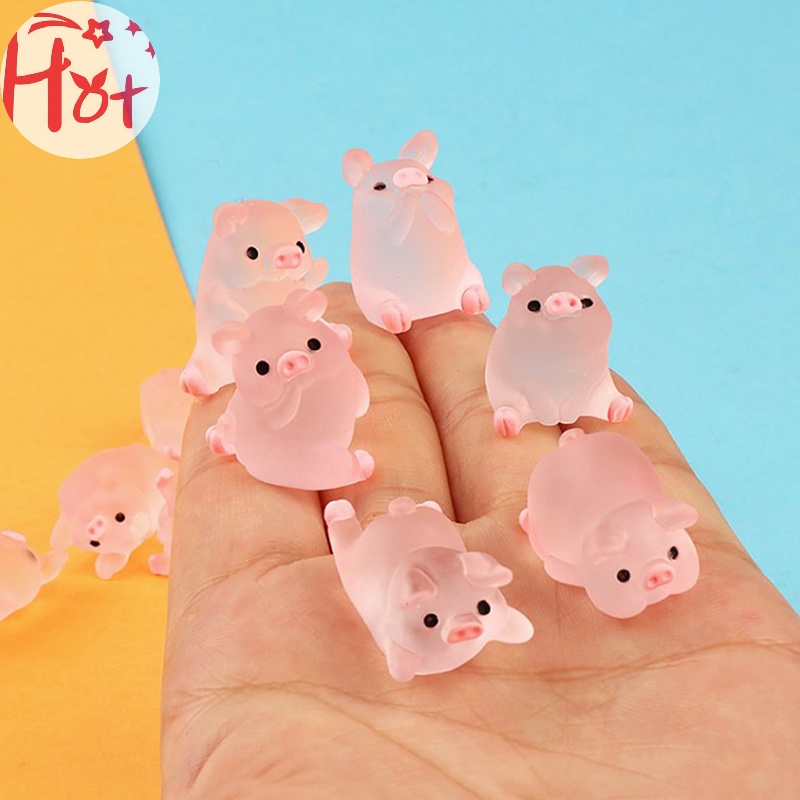 Jr set 6 Mô Hình Chú Heo Dạ Quang Trang Trí Tiểu Cảnh