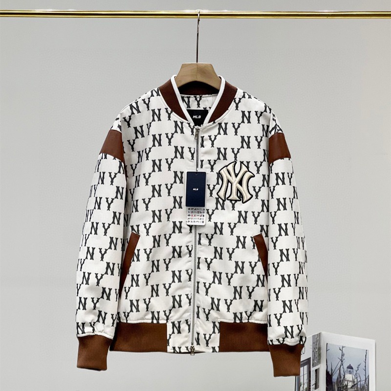 Mlb Áo Khoác Bóng Chày Chính Hãng 100% Thêu logo ny Phối Khóa Kéo Phong Cách Hàn Quốc Cho Nam Và Nữ