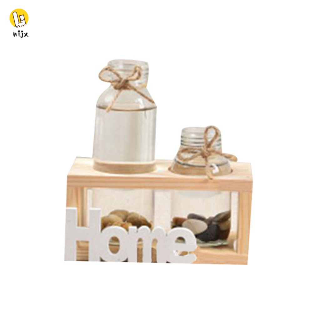 Kính Bình Hoa Thủy Tinh Trong Suốt Khung Gỗ Để Bàn Sáng Tạo Trang Trí Nhà Cửa / Quán Cà Phê