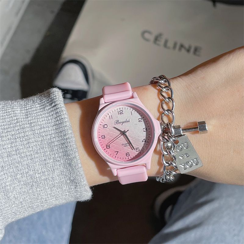 Mới Đồng Hồ Nữ Dây Da Mặt Tròn Đính Đá Thời Trang