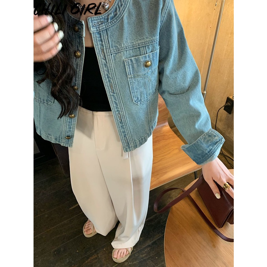 Áo khoác jean HUAYUZHI WJK2390XV5 37Z230913 chic Fashion Sôi động comfortable