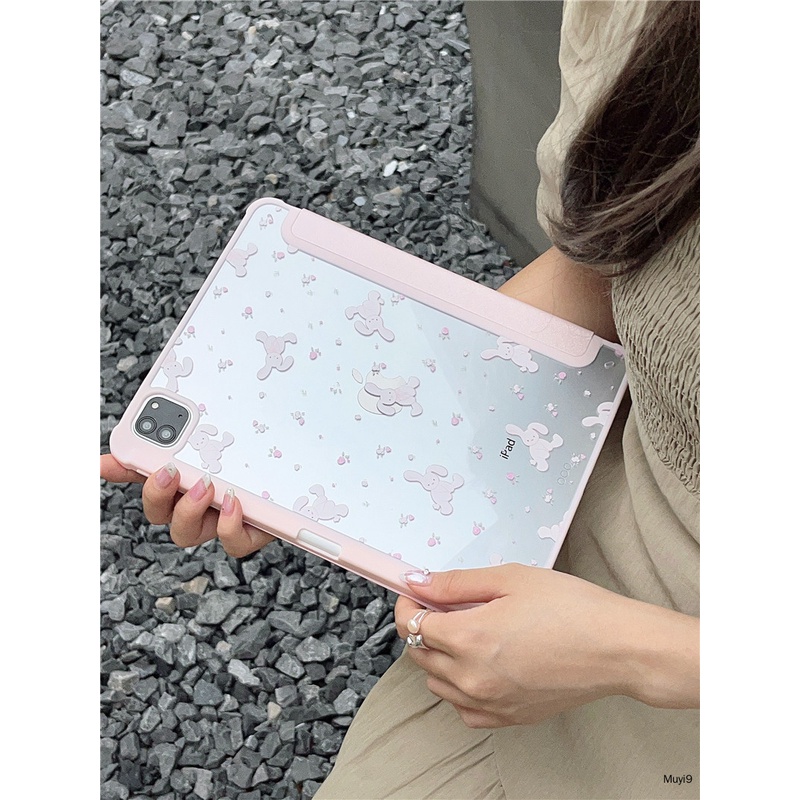 Bao Da Máy Tính Bảng Bằng acrylic Hình Thỏ Hoa Cho Ipad 10.2 10 10.9 Mini 6 Ipad 9.7 Air 4 Pro 11 / 12.9 Gen 9 Ốp