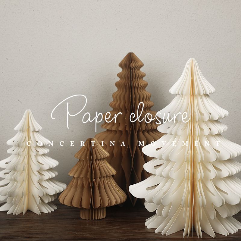 Paper Christmas tree ornaments Christmas pendants shopping mall window holiday background decorations gold powder high-end paper art