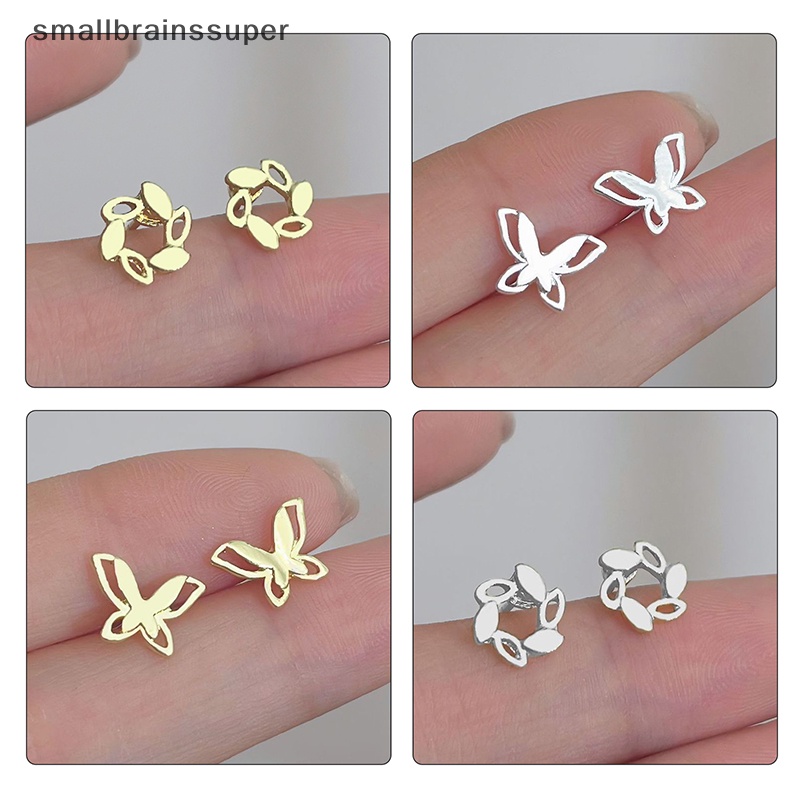 1 Đôi Bông Tai Bạc Nhỏ Hình Hoa tulip / Trái Tim / Bướm Xinh Xắn Thời Trang Cho Nữ sbs