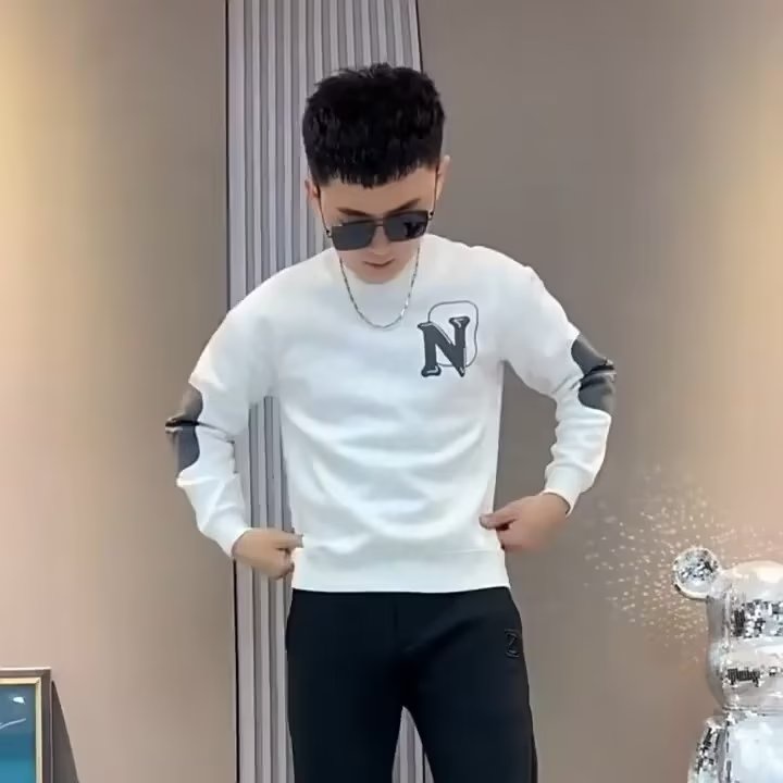 Áo Nỉ Nam Dài Tay Cổ Tròn Thời Trang Hàn