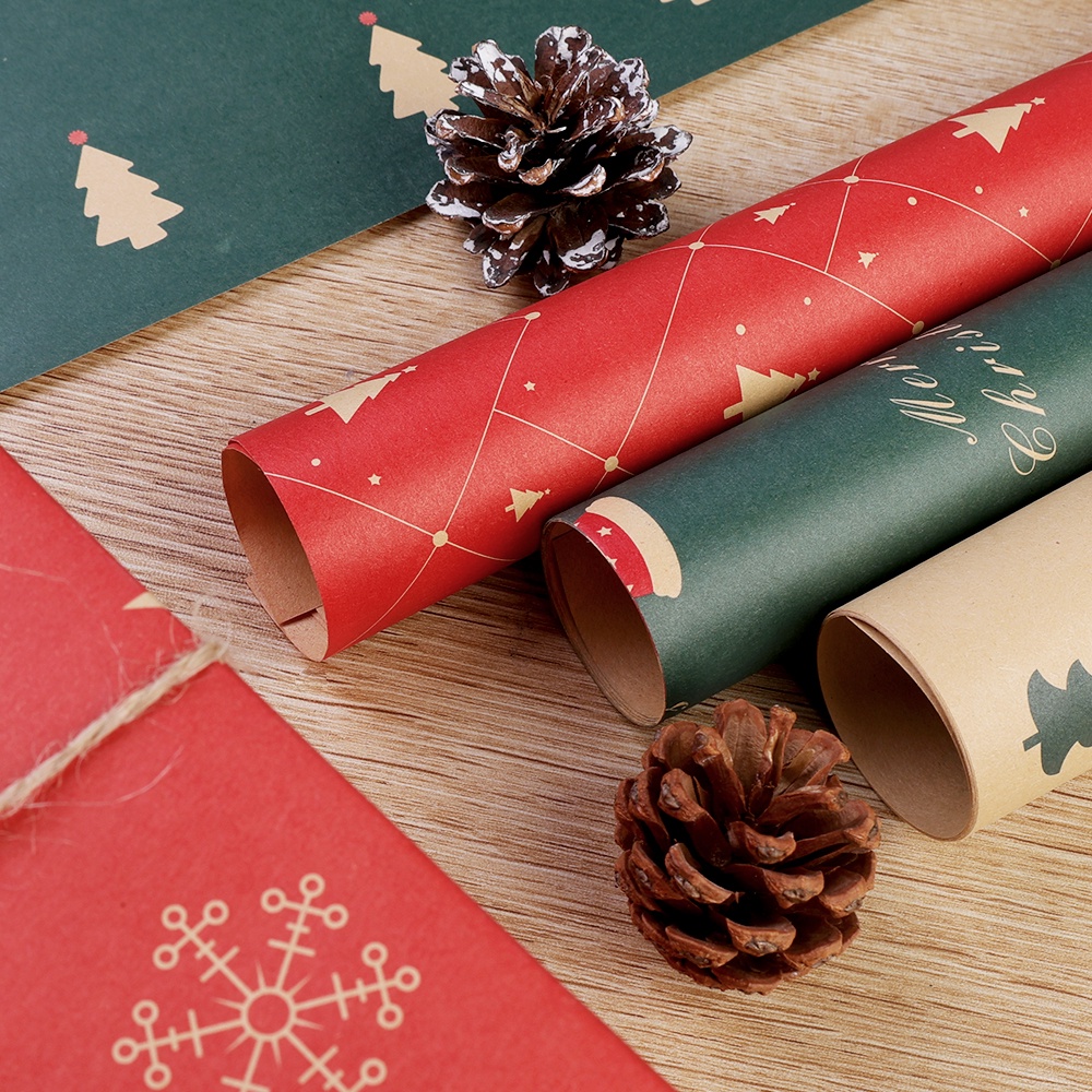 Hộp Giấy kraft Gói Quà / Bó Hoa / Trang Trí Tiệc Giáng Sinh Màu Xanh Lá / Đỏ Chống Thấm Nước diy