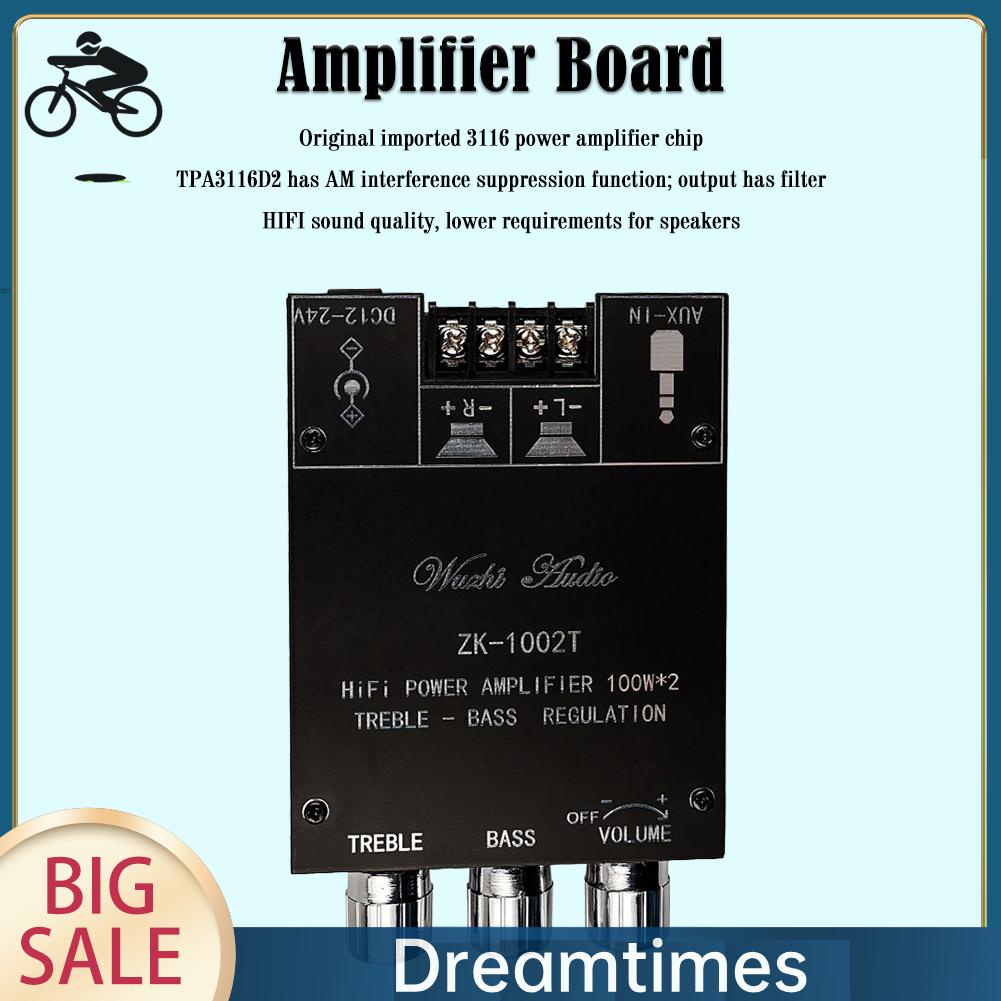 Bảng Mạch Khuếch Đại Âm Thanh bluetooth hifi 2.0 Kênh 100wx2 zk-1002t dreamtimes1.vn