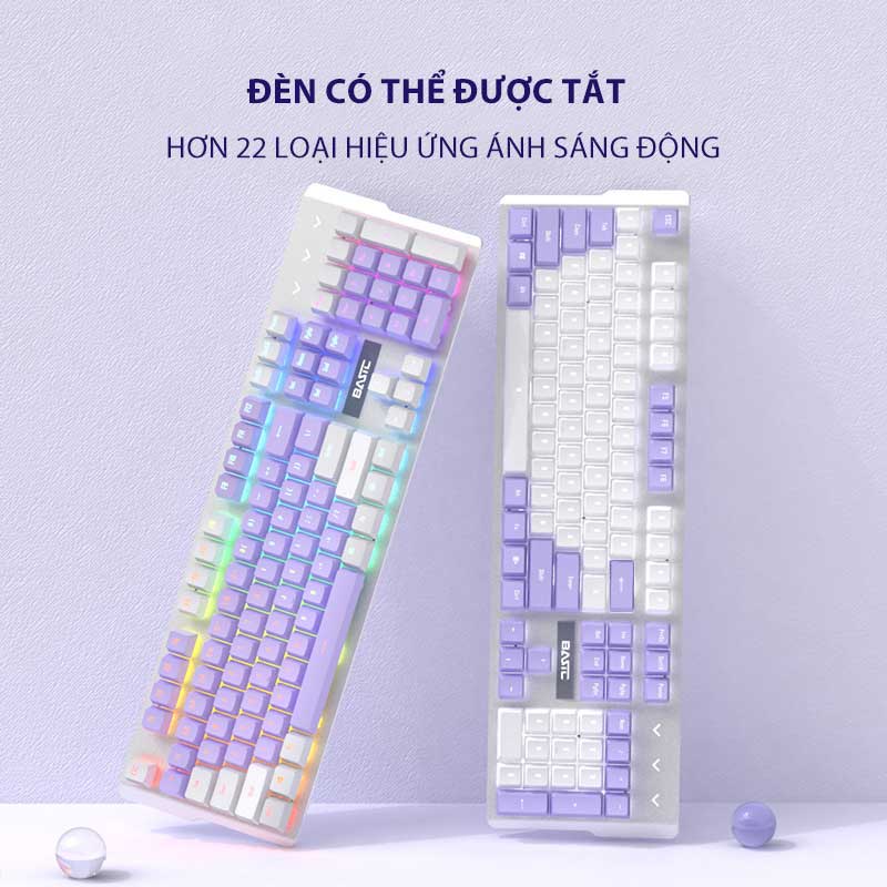 Bàn Phím Cơ Gaming Basic KB3 Luxury Cao Cấp 104 Phím Màu Hồng Có Dây/ Đèn LED Chống Nước Chơi Game Cho Máy Tính/laptop