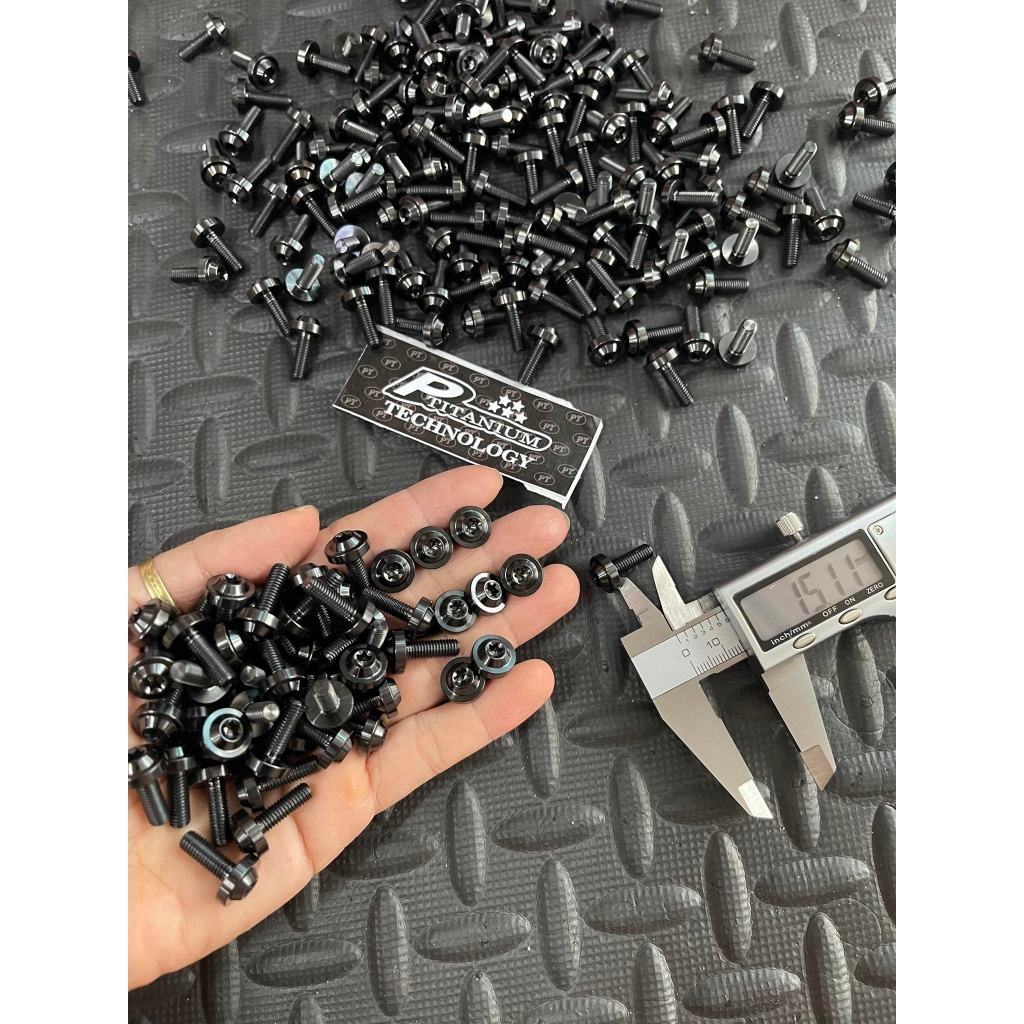 Ốc 5li15 dù nhỏ M5x15 h5d12 Titanium Đen bắt dàn áo hda , mô tô , Body Bolt Honda