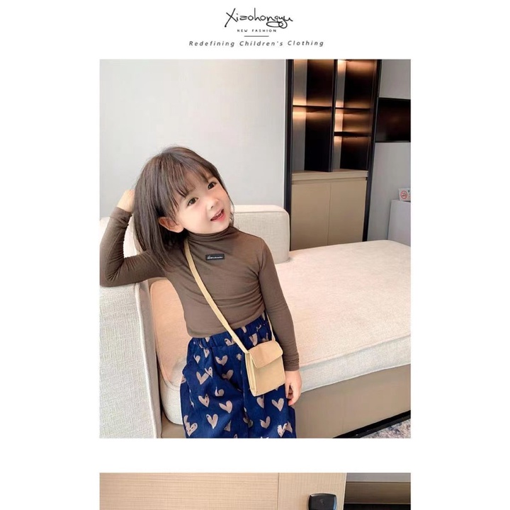 Áo Thun Cổ Lọ Màu Sắc Thời Trang Thu Đông Cho Bé Gái