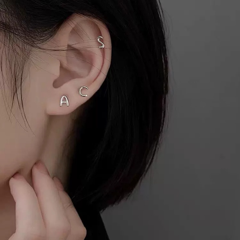 Bông Tai Bạc Hình Chữ Cái Từ a-z 26 Thời Trang Dành Cho Cả Nam Và Nữ
