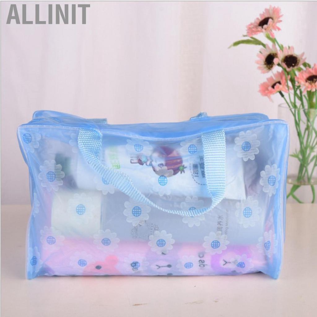 Allinit Cosmetic Bag PVC Transparent Zippered Toiletry Carry Pouch for Bath Supplies