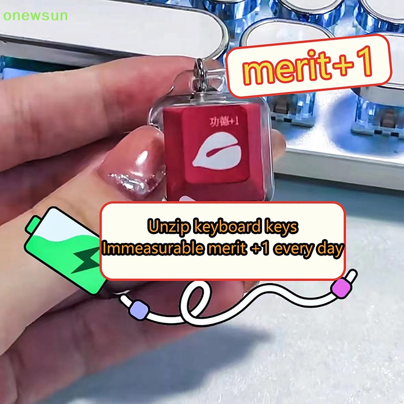 Móc Khóa Đèn led onewsun Mercerit + 1 Nút Bàn Phím Cơ Giảm Căng Thẳng Mới