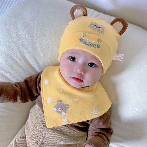 Mũ Tai Gấu Tròn Bằng Vải cotton Nguyên Chất Thời Trang Mùa Thu 2023 Cho Bé Trai / Gái 0-12 Tháng Tuổi