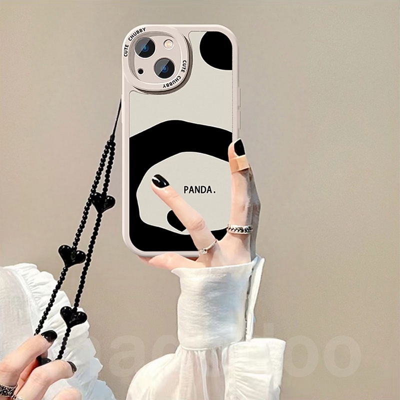Cartoon Casing For iPhone 15 14 13 12 Mini 11 Pro Xs max 6 6S 7 8 Plus X XR 11promax 12promax 13promax Cute Panda Bear Oval Tpu Fine Hole Shockproof Soft Phone Case simple Couple Back Cover XPN 83