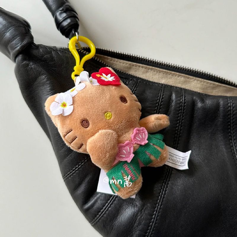 Đen Móc Khóa Da Hình Mèo kitty Phong Cách hawaii Xinh Xắn