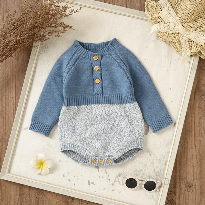 Áo sweater Dệt Kim Tay Dài Đính Nút Màu Sắc Tương Phản Thời Trang Mùa Đông Cho Bé