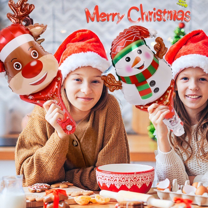 Bong Bóng Lá Nhôm Hình Ông Già Noel Hoạt Hình Trang Trí Cây Thông Giáng Sinh