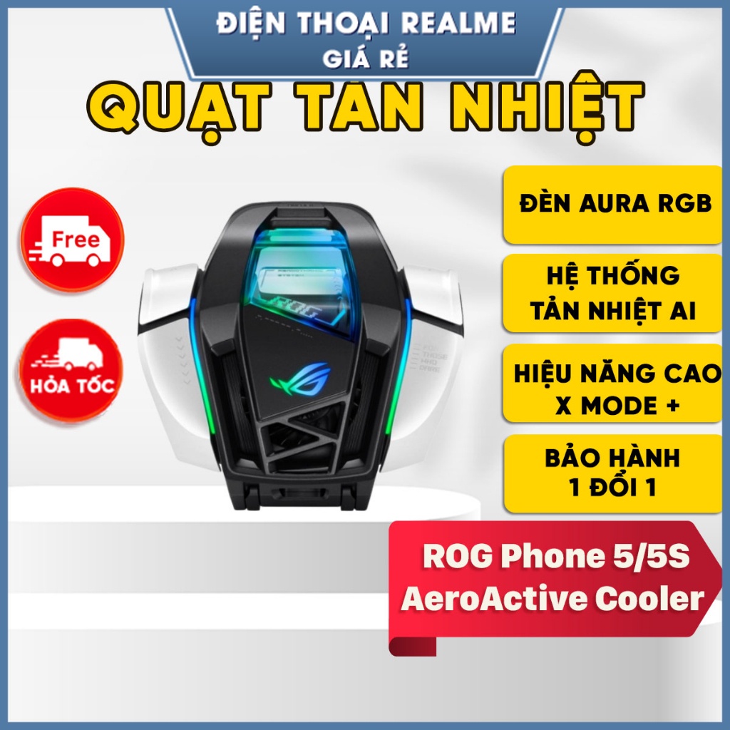 Quạt Tản nhiệt Điện thoại ROG Phone 5/5S, 6 AeroActive Cooler (BH Lỗi 1 Đổi 1) - Tản Nhiệt AI, Chế Độ X MODE +