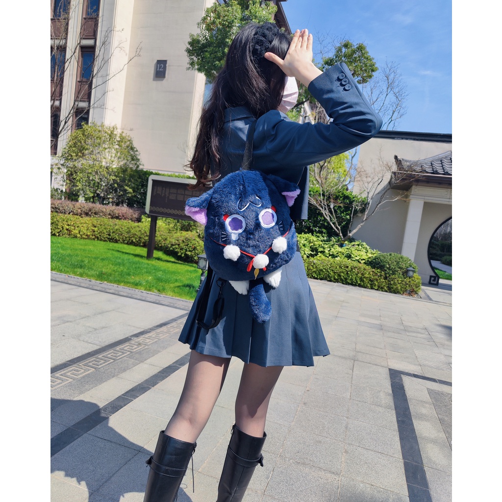 Genshin Đồ chơi nhồi bông Hình Mèo Đeo Khăn Choàng Cổ Hóa Trang Dễ Thương