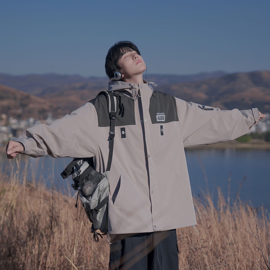 Áo Khoác Thể Thao Dáng Rộng Có Mũ Trùm Cá Tính Theo Phong Cách Xuân Thu Dành Cho Nam