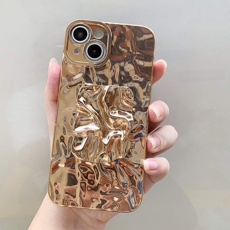 Sang Trọng Ốp Điện Thoại Mềm Chống Sốc Họa Tiết Gợn Sóng Nước Có Giá Đỡ Cho iphone 15 14 13 11 12 pro max x xs max xr