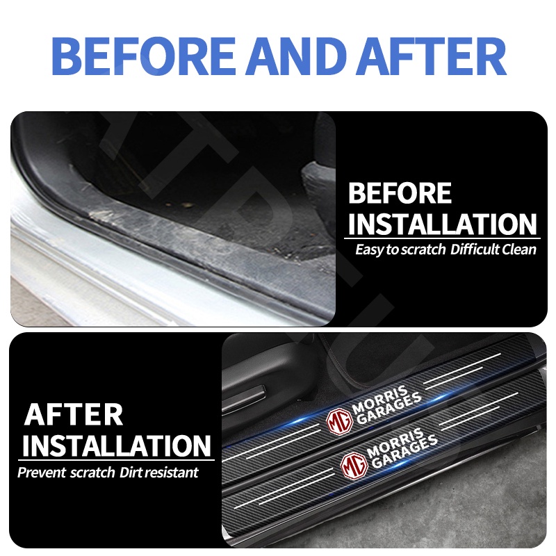 Sticker Sợi Carbon Phát Quang Dán Cửa Xe Hơi Chống Trầy Xước Cho MG HS ZS EP MG5 MG3 EV 4 5 6 EP 2023