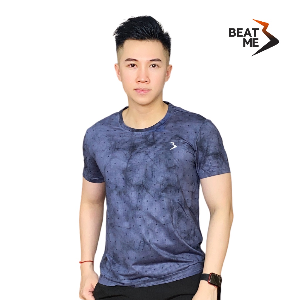 Áo Thun Nam Thể Thao Cổ Tròn Tập Gym Chạy Bộ Beatme Form Vừa Vái Siêu Mát Màu Xám Loang Thoải Mái Tập Luyện Mùa Hè