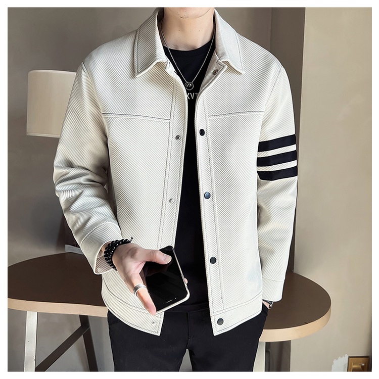 Áo Khoác Họa Tiết Kẻ Sọc Phong Cách Đường Phố Thời Trang Xuân Thu 2023 Mới Cho Nam