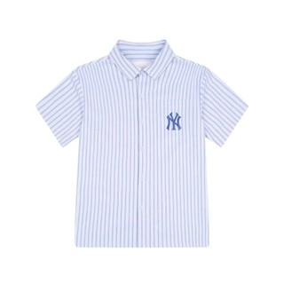 Áo sơ mi mlb - stripe short sleeve shirt new york yankees - xanh sọc - code: 31wsu4131-50s