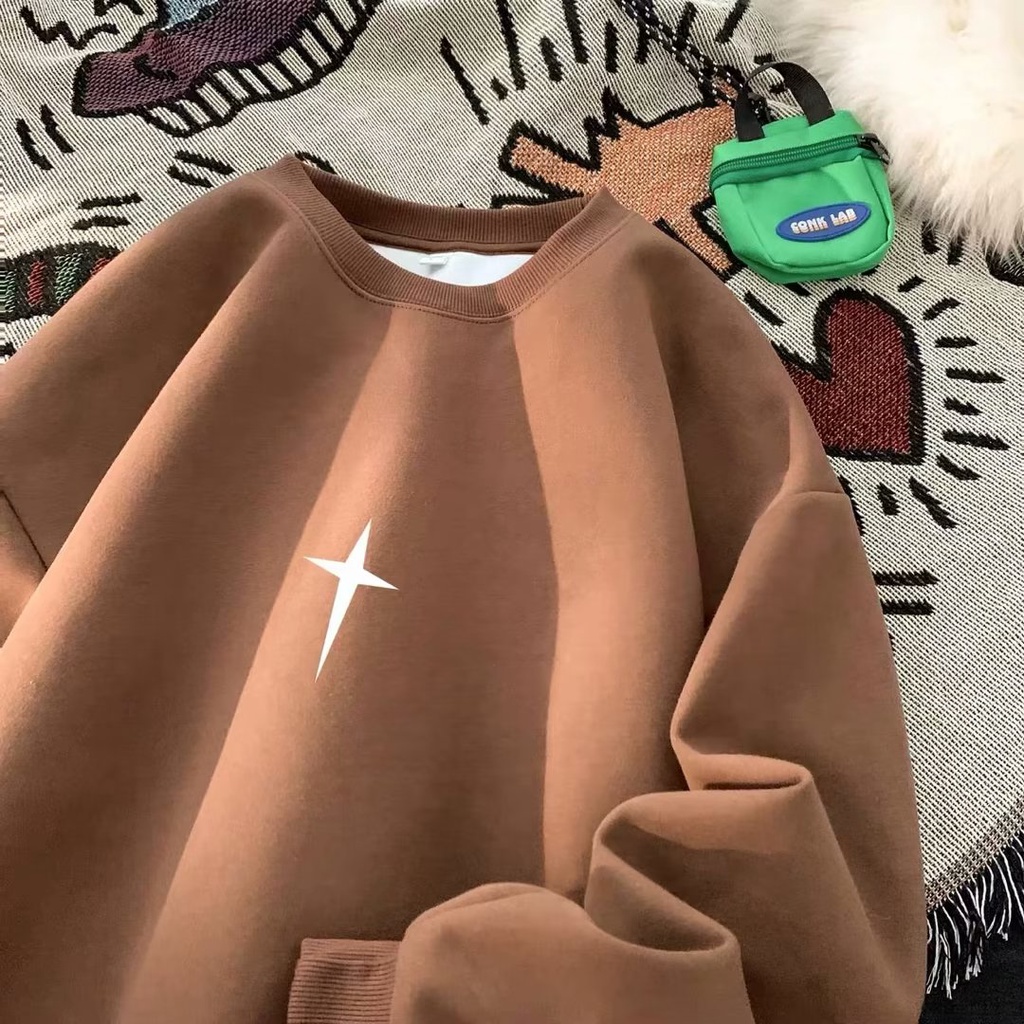 Áo Sweater cotton Nhung Dày Tay Dài Cổ Tròn In Họa Tiết Màu Xanh Lá Đậm Thời Trang Hàn Quốc Dành Cho Cặp Đôi m-5xl