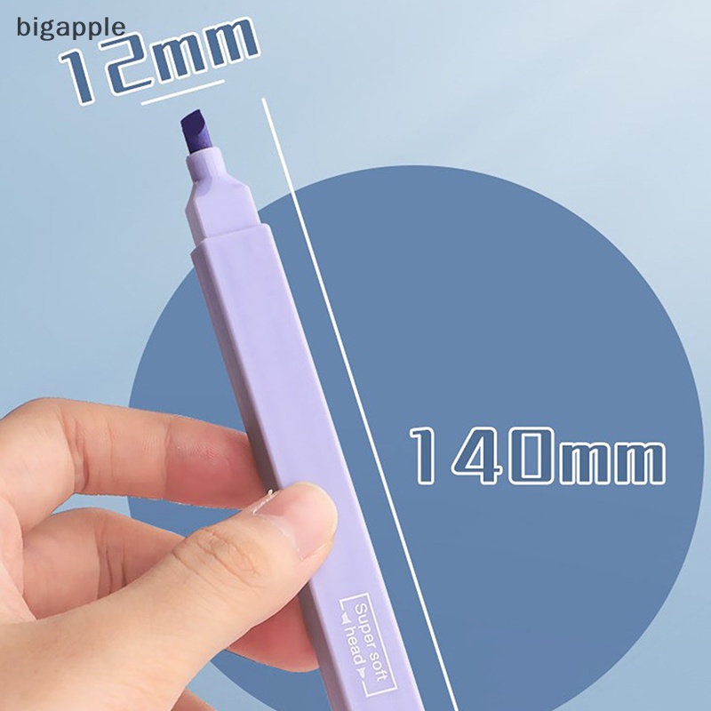 Bigapple Set 6 Bút Đánh Dấu Hai Đầu Màu Sắc Tươi Sáng diy Đáng Yêu Cho Học Sinh Trung Học / Văn Phòng rdg