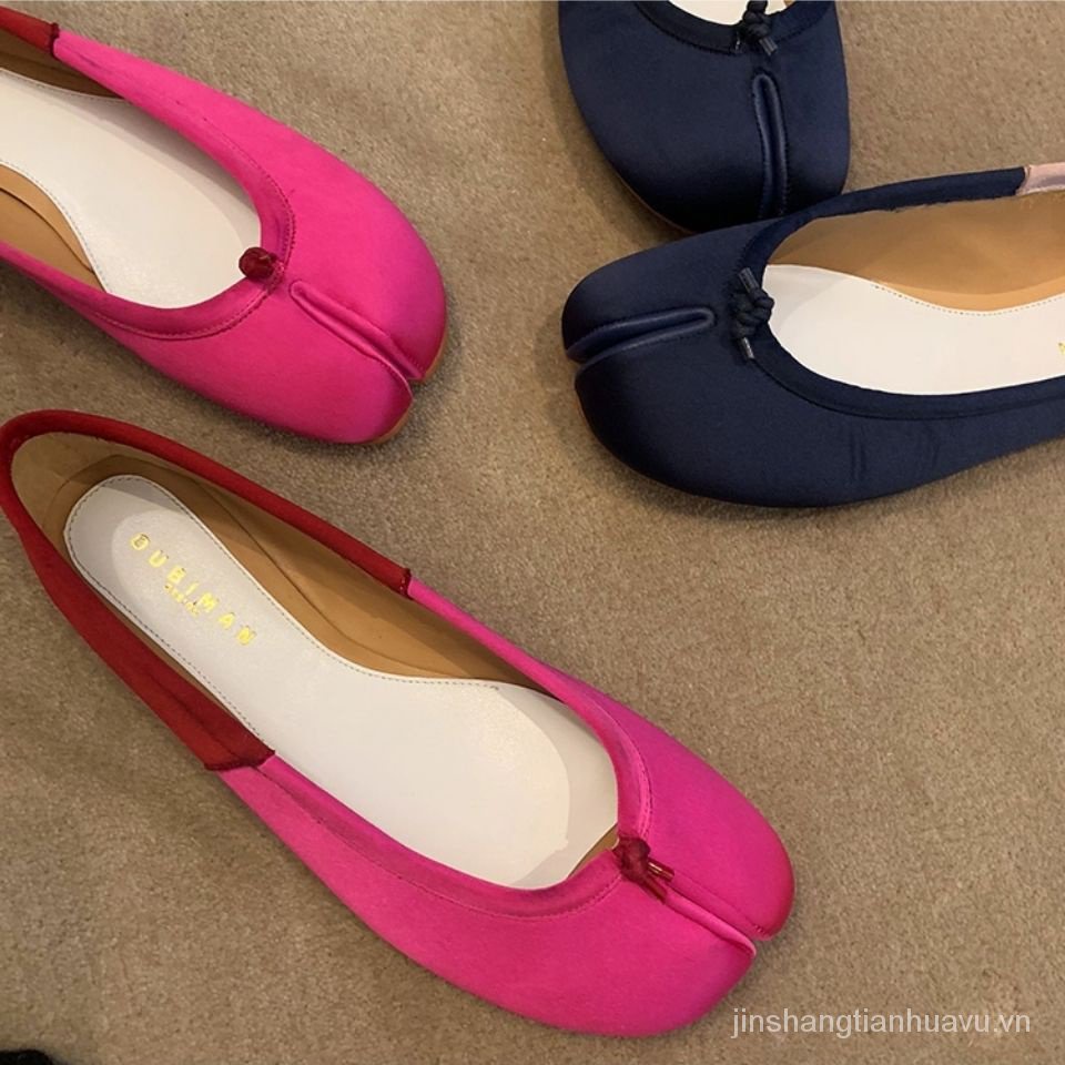 Giày Búp Bê satin Hở Ngón Màu Sắc Cà Chua Nhỏ Nhắn Hợp Thời Trang axige axige