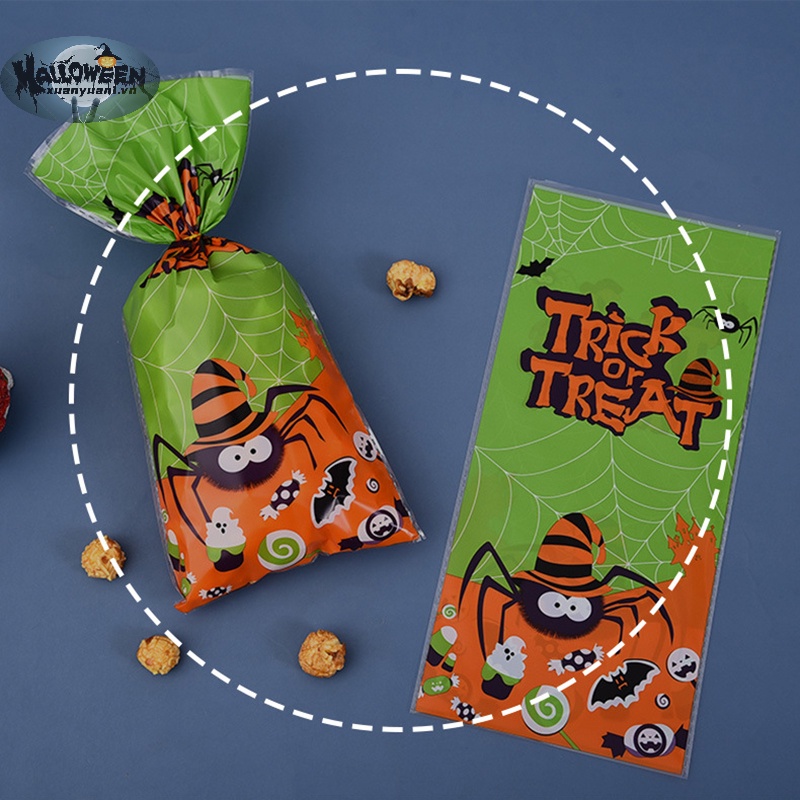 Set 50 Túi Nhựa Đựng Kẹo Phong Cách halloween Độc Đáo
