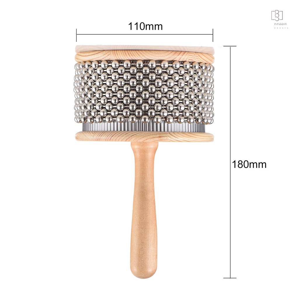 Hot!♫ Nhạc Cụ cabasa Chuỗi Hạt Kim Loại Và Xi Lanh Bằng Gỗ Kích Thước Vừa Cho Phòng Học